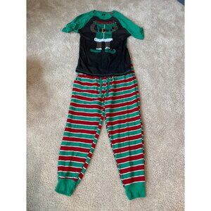 Holiday Traditions Elf-Themed Christmas Pajama Set Adult M Stripe Red/Green